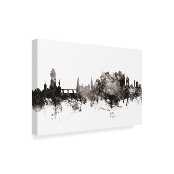 Michael Tompsett 'Stirling Scotland Skyline Black White' Canvas Art,16x24